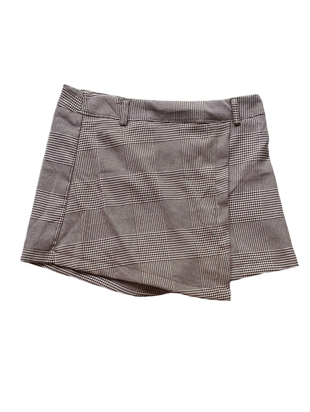 Plaid Brown & White Women’s Shorts Skort